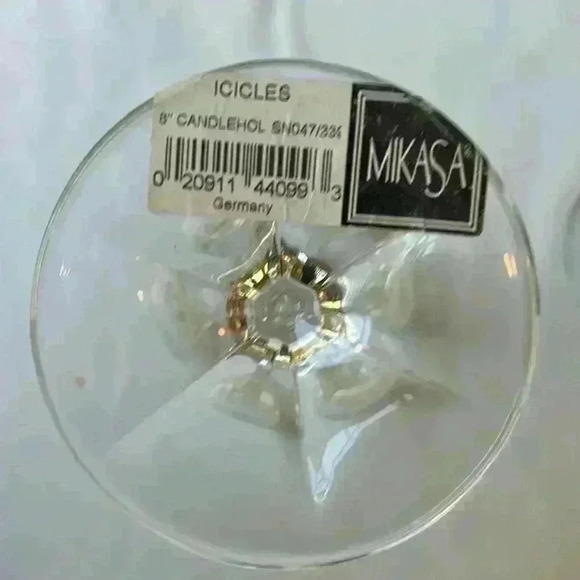 2 Mikasa Clear Crystal Candlestick Holders With Tags..Pattern Is Icicles - Picture 5 of 8